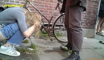 Voyeur Girl Pissing In A Corner In Public