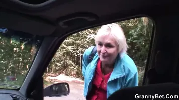 70 years old granny gets banged roadside