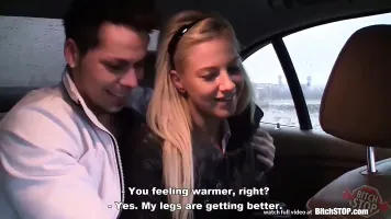 Bitch STOP - Smoking hot blonde in car action