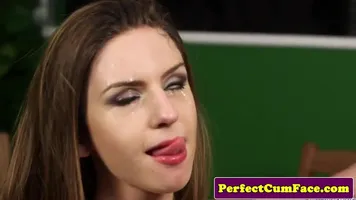 Cumdrenched british babe fed spunk with spoon