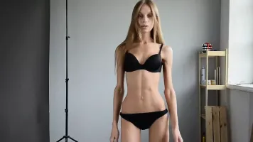 Extremely skinny girl in castings