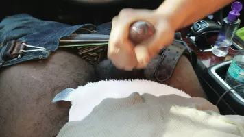 Friend jacking me off in my car