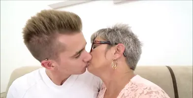 Grey haired Granny takes cock and facial