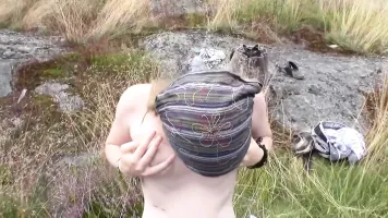 horny blonde outdoor