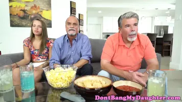 Inked teen beauty doggystyled by grandpa