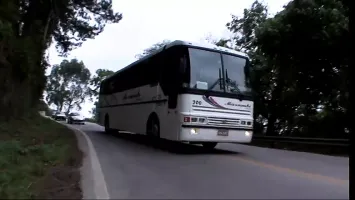 Lusty Latinas get banged on the bus in group sex