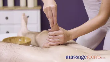 Massage Rooms Sexy pert young masseuse Katy Rose gives oily