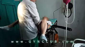 Shy girl examined at a gynecologist's - stormy orgasm