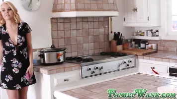 Yummy stepmother swallows and rides young cock before facial